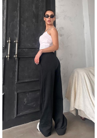 Madmext Siyah Bol Paça Kadın Eşofman Altı Mg2279 Siyah