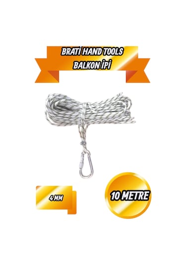 Balkon Ipi 4 Mm 10 Mt Dağcı Halatlı Ve Kancalı