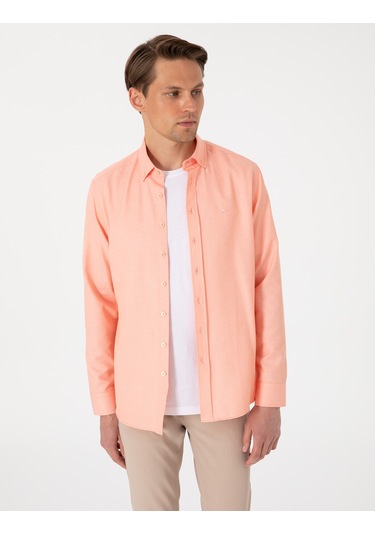 Pierre Cardin Erkek Mercan Gömlek Desenli 50306996-vr186 Mercan
