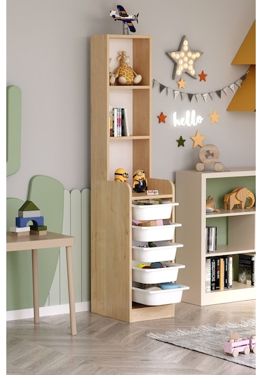 5 Sepetli 3 Raflı Dolap Çok Amaçlı Dolap Oyuncak Dolabı Derya Safir Meşe Açık Kahverengi 5 Sepetli 3 Raflı Dolap Çok Amaçlı Dolap Oyuncak Dolabı Derya Safir Meşe Açık Kahverengi