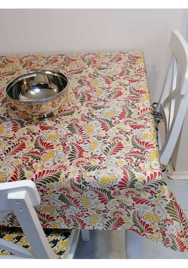 Kumaş Dokulu Tabanı Silikonlu Yıkanabilir Silinebilir Ütülenebilir Kaymaz Dekoratif Masa Örtüsü 21brs010 Renkli