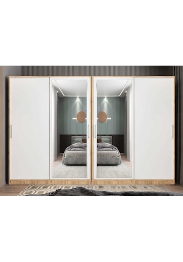Albero Sürgülü Çekmeceli Gardırop Dolap Çb 360 Cm Montaj Dahil
