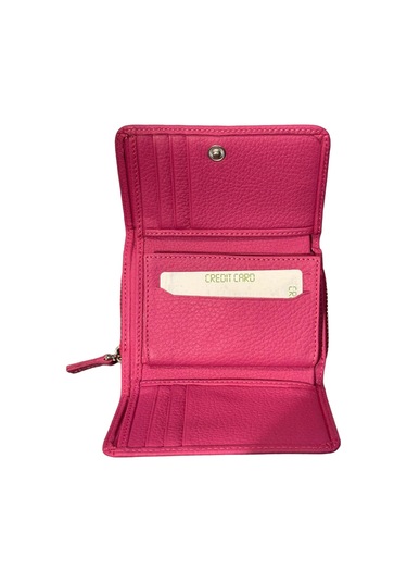 Monte Lui Unisex Hakiki Deri Cüzdan Pembe