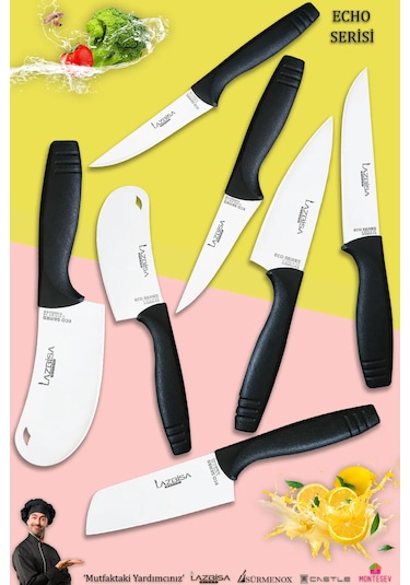 Eco Serisi Mutfak Bıçak Seti Et Sebze Börek 7 Li Set Mft-8573 Siyah