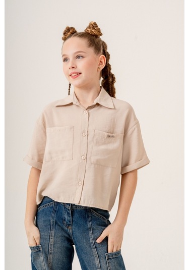 Kız Çocuk Duble Kol Gömlek 3169 Bej