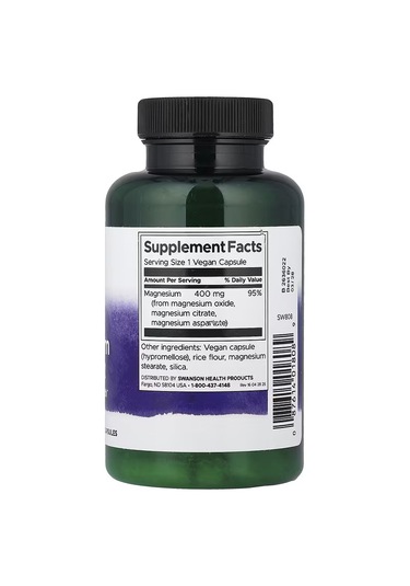 Swanson Triple Magnesium Citrate , Oxide Complex Muscle And Bone Health 400 Mg 100 Vegan Caps