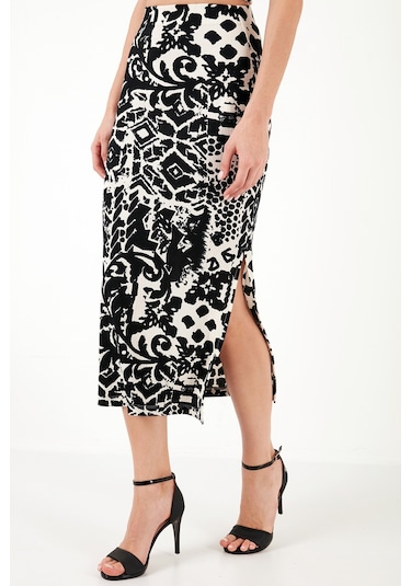 Lela Slim Fit Ip Askılı Yırtmaçlı Midi Alt-Üst Bayan Takım 5865726 Siyah