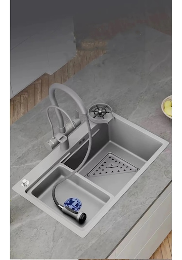 Su Arıtma Çıkışlı Ithal  Akıllı Eviye Seti Gri