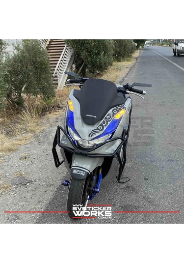 Honda Pcx 2021-2024 Far Üstü Desen Sticker Dekor Etiket Modeli