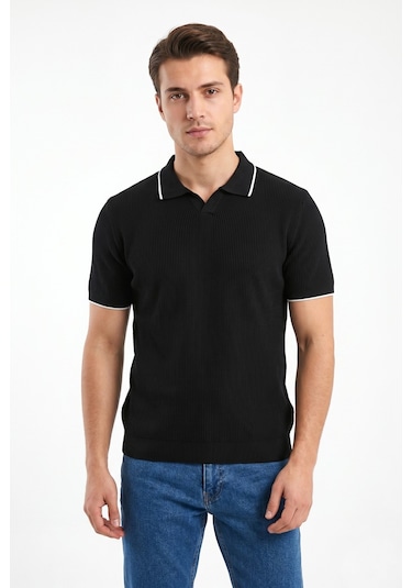 Baglan Erkek Spor Polo Yaka Triko Tişört Bgl-st05374 Siyah