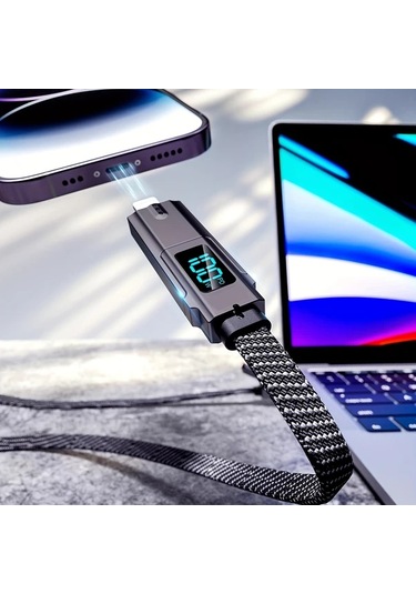 Honeybeeshop 2 Adet 100 Cm 100w Usb A Type C Lightning 4ü 1 Arada Hızlı Şarj Kablosu İphone Uyumlu Samsung Xiaomi İçin