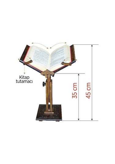 Mini Asansörlü Ahşap Rahle Selçuklu Motif Ahşap Yer Rahlesi