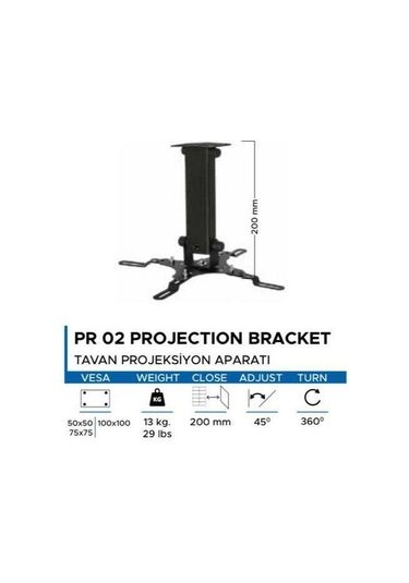 Vontech PR-02 20cm Projeksiyon Tavan Askı Aparatı