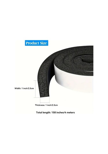 Gateesat 1 Rulo Siyah Kendinden Yapışkanlı Sessizlik Köpük Bandı 25mmx25mm 4m Su Geçirmez Ses Yalıtım