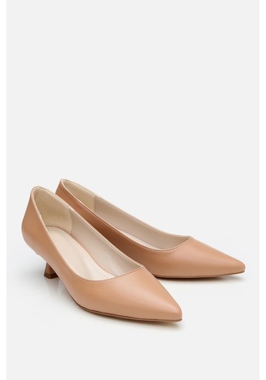 Kadın Bej Kısa Topuklu Stiletto Bej