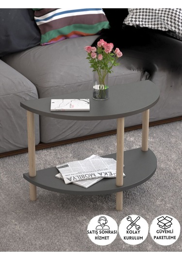 Yarım Daire Orta Sehpa Ahşap Ayaklı Sehpa Iki Raflı Sehpa Dekoratif Sehpa Gazetelikli- Antrasit Antrasit Yarım Daire Orta Sehpa Ahşap Ayaklı Sehpa Iki Raflı Sehpa Dekoratif Sehpa Gazetelikli- Antrasit Antrasit