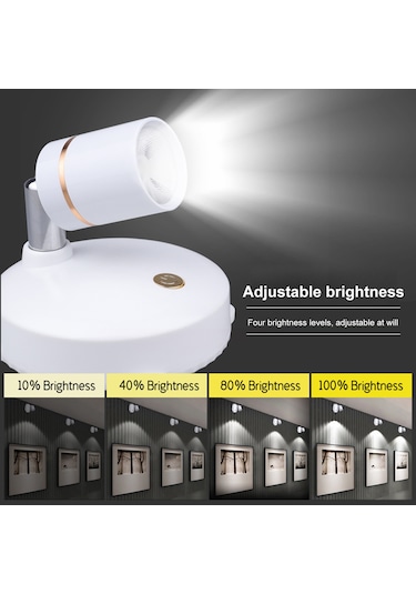 Vkemall Tl005-sın Pilli Led Spot Işık 2 Lümp+2 Kumanda - Uzaktan Kontrol, 200 /350 Döner, 4 Seviye Parlaklık - Sergi, Şarap Dolabı, Mükemmel Işıklandırma Diğer