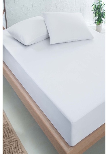 Mycey Fitted 200x200 Cm Sıvı Geçirmez Çift Kişilik Alezi Micro Kumaş Beyaz