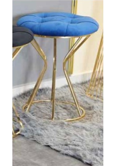 Mim Gold - Mavi Darbuka Yuvarlak Puf Gold - Koyu Mavi