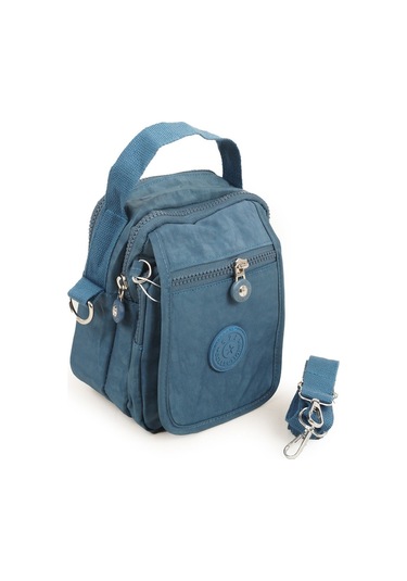 Krinkıl/klinkır Su Geçirmez İthal Kumaş Cırtlı Çokgözlü Erkek Çapraz Omuz Ve El Çantası Mavi 11-6k Mavi