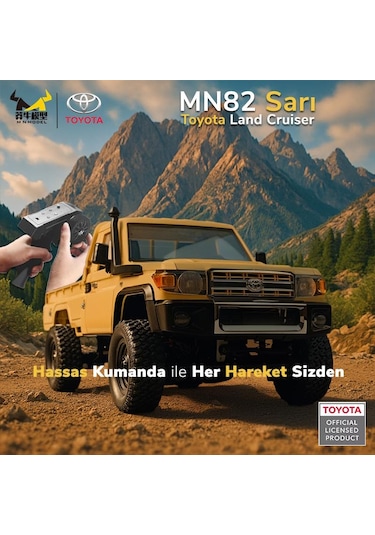Mn Model Mn82 1/12 Toyota Land Cruiser Lc79 4wd Rc Model Crawler Offroad Uzaktan Kumandalı Araba Truck Rtr Lisanslı Sarı+dahili Işık Seti