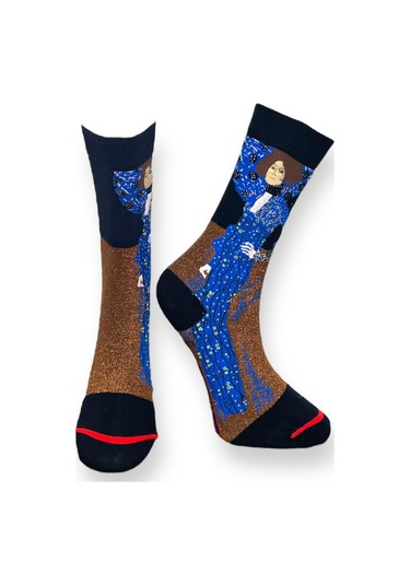 2'li Unısex Sanat Eseri Tasarımlı Esnek Nem Alabilen Pamuklu Spor Soket Çoraplar Çok Renkli