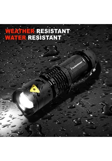 MSO Cree Q5 Led Ampül Mercekli Zoom El Feneri Siyah