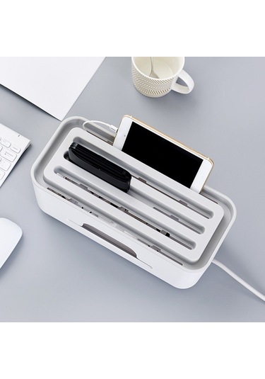 Sones Çok İşlevli Masaüstü Güç Kablosu Sırası Ve Kablo Yönetim Kutusu Gri