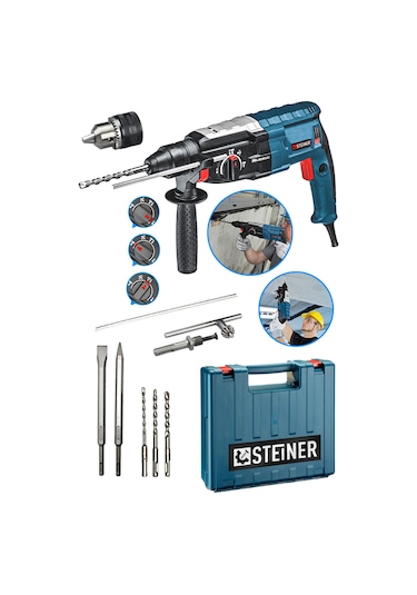 Steiner 4000 W Profesyonel Darbeli Kırıcı Delici + Uç 5 Adet + Mandren