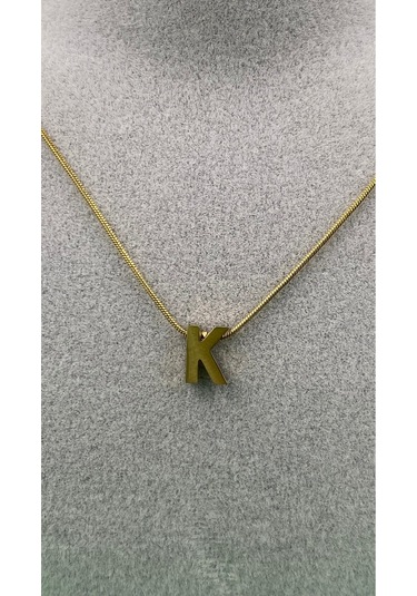 14k Altın Renginde K Harf Minimal Model Çelik Kadın Kolye Altın