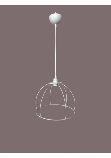 Yarım Küre Avize Teli , İskeleti 30x22 Cm Beyaz Statik Boyalı Duy Takımı Dahil Beyaz