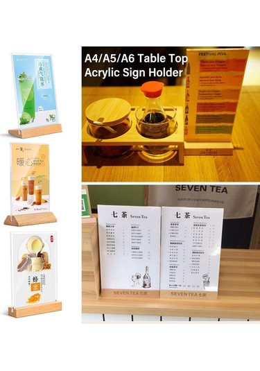 Çift Taraflı Menü Sergileme Standı A4/a5/a6 Resim Kartı Çerçevesi Masa Üstü İşaret Tutucu Restoran