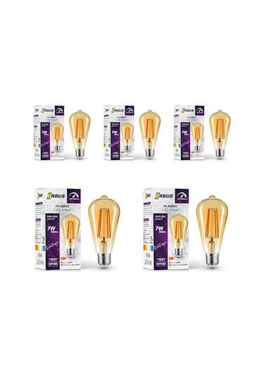 7w E27 Filament Led Ampul - Dim Edilebilir - Dst58 5 Adet