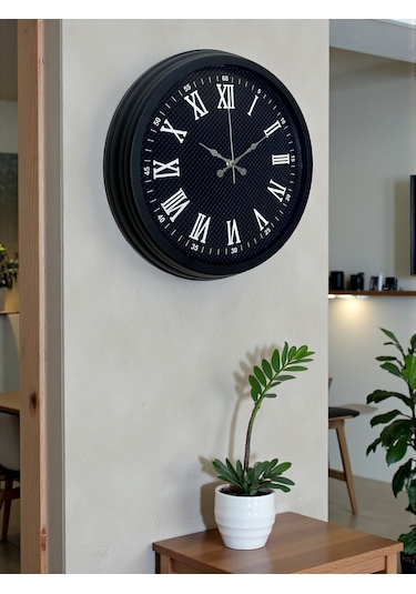 Luxury Black 40 Cm Metal Duvar Saati