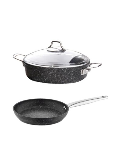 Falez Black Line Granit Döküm 3 Prç Set Antrasit