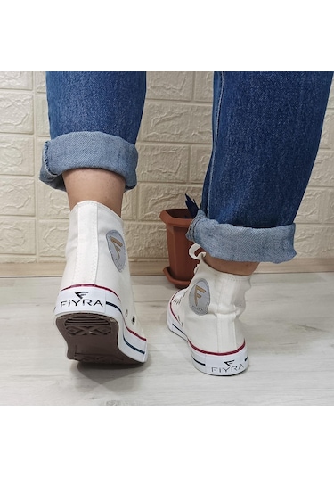 Fiyra 555 Beyaz Uzun Unisex Sneaker Keten Spor Ayakkabı 001