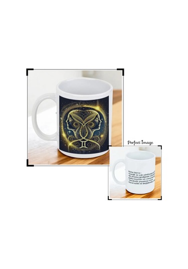 Burc Açıklamalı Kupa Bardak - İkizler Beyaz