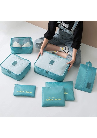 Padalink Gri Seyahat Organizer 6'lı Set - Büyük Boy Giyim Ve Eşya Saklama Çantaları Gri