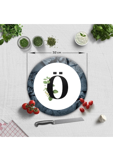Decorita Cam Kesme Tahtası - Cam Kesme Tablası - Harfli Tasarım Ö Çap 32 CM