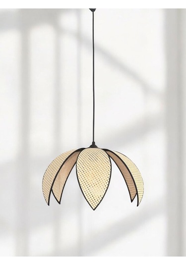 Modern Hazeran Görünümlü Yapraklı Çiçek Şeklinde Bohem Rustik Avize - Krem Krem