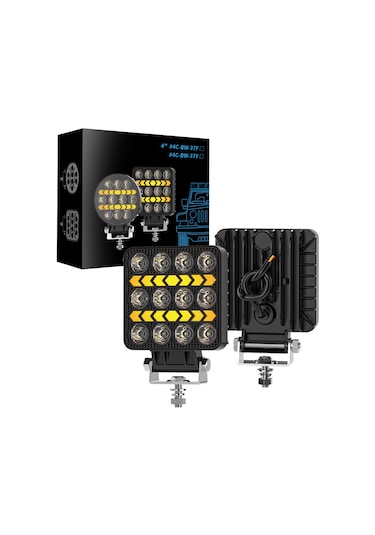 Off Road Çalışma Lambası Ve Sis Farı 4 İnç Selamlamalı Çakar İkaz Gündüz Led Drl 2 Mod 12/24 V