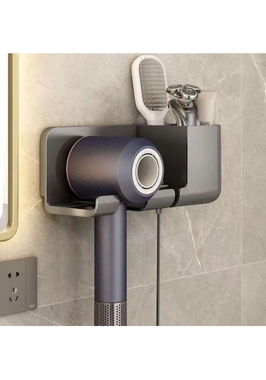 Busstier Saç Kurutma Makinesi Tutucu Banyo Organizeri: Duvara Bej