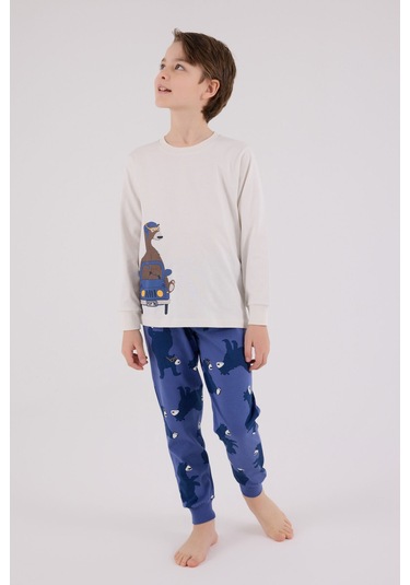 Rolypoly Erkek Çocuk Beyaz Pijama Takımı Rp3658-c-v1