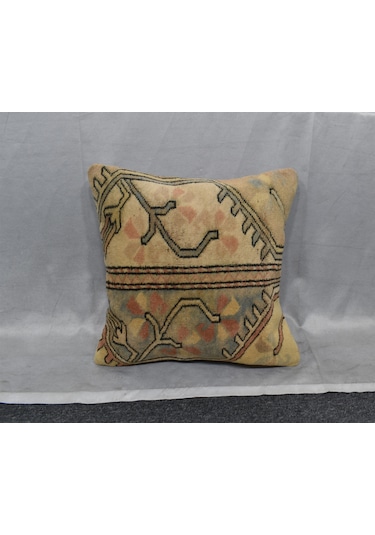 Zehra Abla Halı Vintage El Dokuma Dekoratif Halı Kırlent Yastık Kılıfı 6702 Çok Renkli