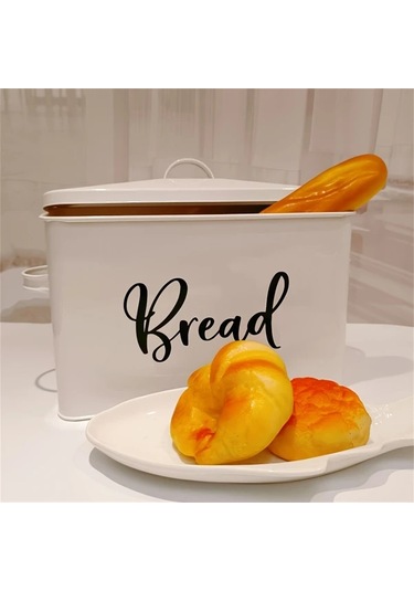 Willowhaven Faridabio Metal Ekmek Kutusu Beyaz Ekmek Ve Gıda Saklama Kabı Beyaz