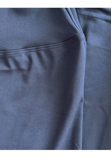 Alya Underwear Büyük Beden Tayt Dalgıç Kumaş Yüksek Bel Lacivert