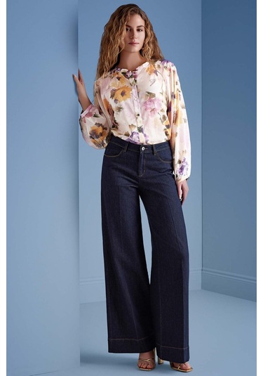 Hakim Yaka Çok Renkli Desenli Gömlek Çok Renkli