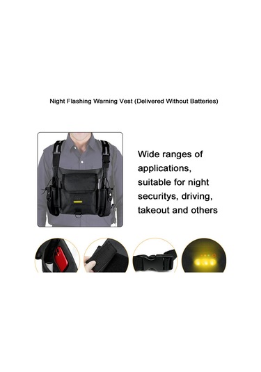 Vkemall Gece Uyarı Işıklı Askeri Outdoor Yelek, Çok Fonksiyonlu Depolama, Ayarlanabilir, Güvenlik Patrulü, Çalışanlar İçin, Pil Dahil Değil