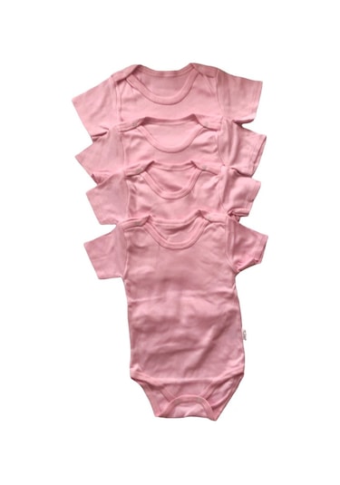 Salarticaret Bebek 4'Lü Yarım Kollu Çıtçıtlı %100 Pamuklu Body Zıbın-Pembe