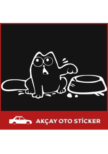 Karnı Aç Kedi Sticker Oto Sticker Kedi Duvar Sticker Araç Sticker